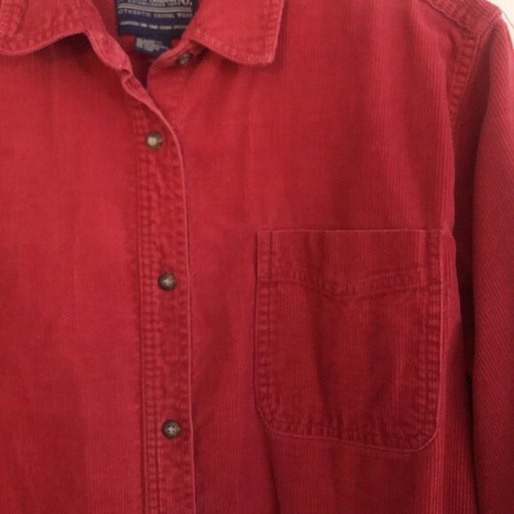 Newton Trading Co Corduroy Shirt Mens Sz L VTG 80s Red Button Front Long Sleeve - Picture 4 of 11